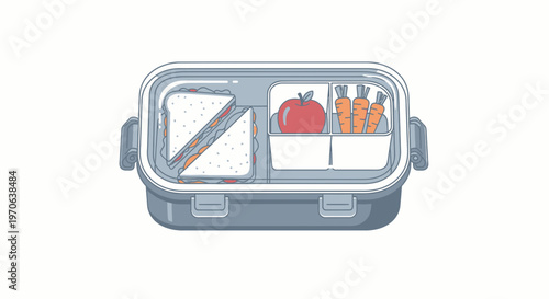 Healthy School Lunchbox with Sandwich, and Carrot Sticks