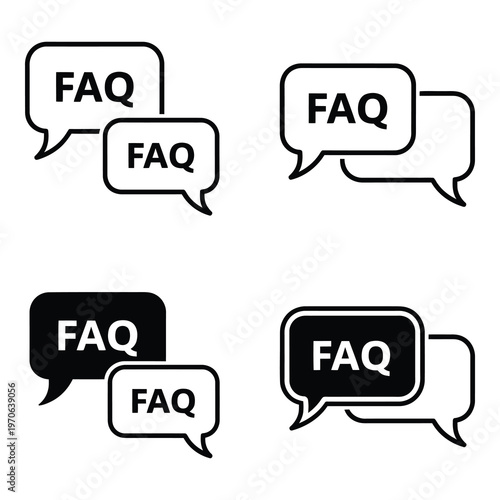 Set of frequently asked question icons in speech bubbles  various styles and colors icon