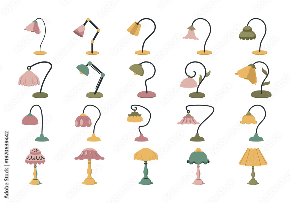 Obraz premium Sleep Lamps Aesthetic Icon Set