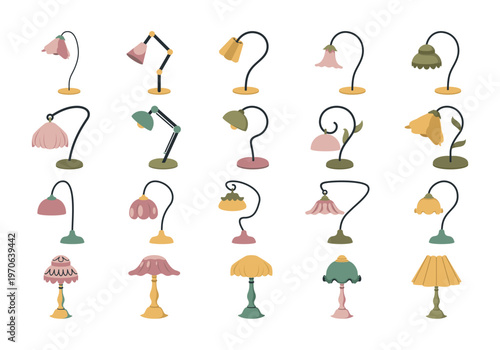 Sleep Lamps Aesthetic Icon Set