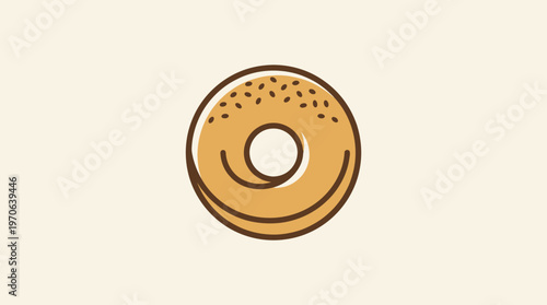 Simple Vector Icon of a Sesame Seed Bagel
