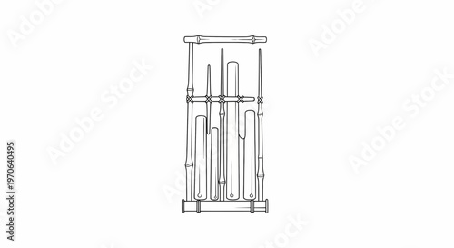 Bamboo Xylophone Musical Instrument Line Drawing