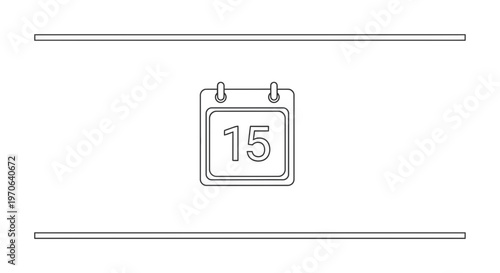 Calendar icon with number 15, representing a date or event, isolated on white background