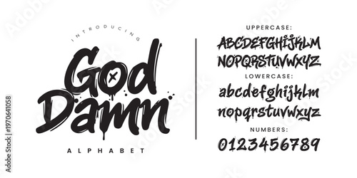 God Damn Street Art Graffiti Drip Font with Splatter Effect for Urban Apparel and Poster Design