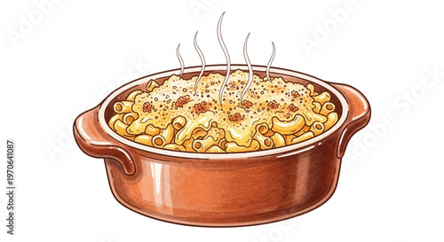 delicious macaroni and cheese in a ceramic baking dish