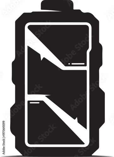 Battery, low power, icon, black, white