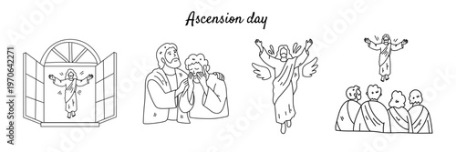 Small collection of jesus christ figures and disciples for holy ascension day