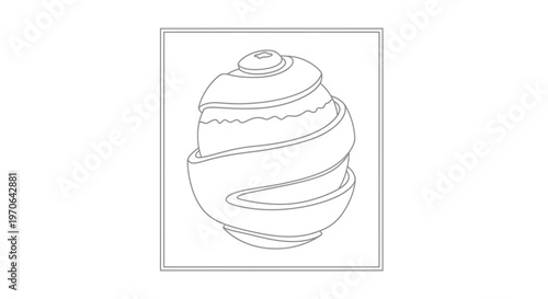 Abstract spiral swirl object, minimalist line art illustration on white background
