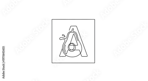 Avocado Letter A Logo Design, Healthy Food Brand Identity, Organic Fruit Symbol