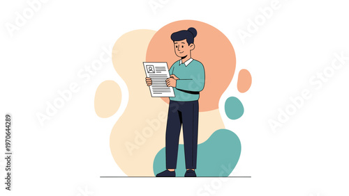 Young man holding a resume, job application, career, employment, hiring concept