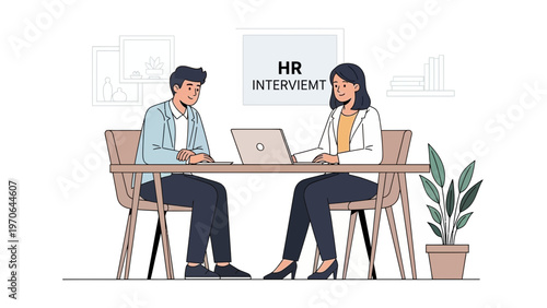 Job Interview: HR Manager Interviews Candidate in Modern Office