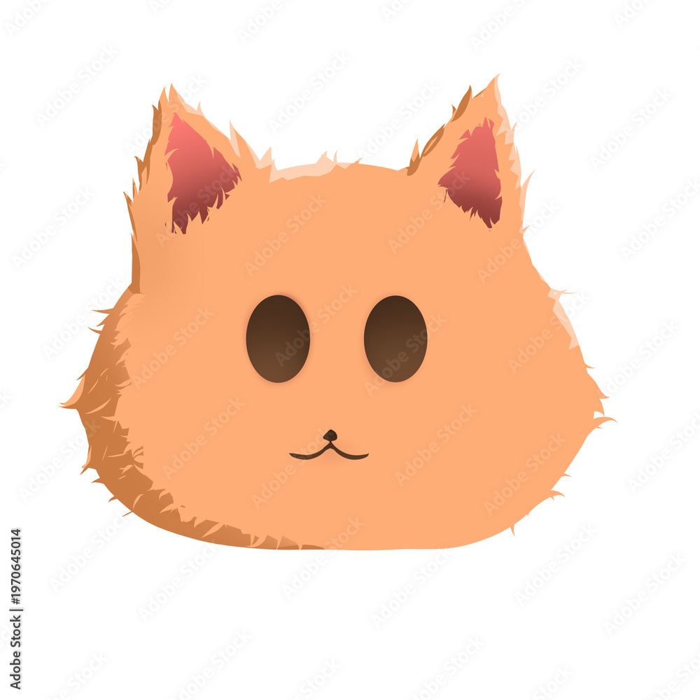 Obraz premium Cute Funny Cartoon Cat Illustration Smiling Pet Character Digital Drawing