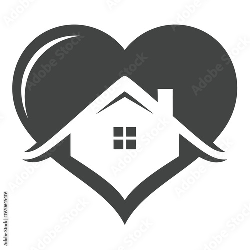 Heart shaped symbol with house inside love icon  home sweet heart icon