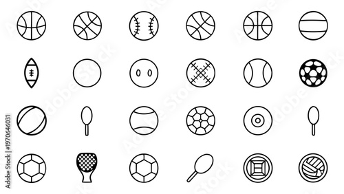 Part one of a sport and fitness equipment icon set features sixty white outline symbols of various athletic gear and tools on a black background.