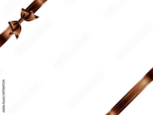 リボン蝶大、線、斜F、18茶