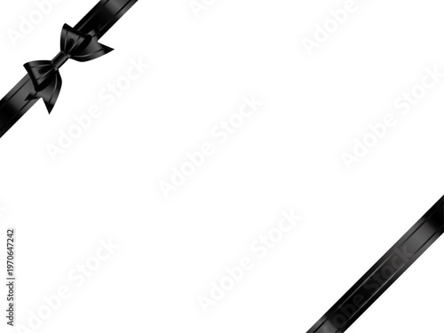 リボン蝶大、線、斜F、19黒