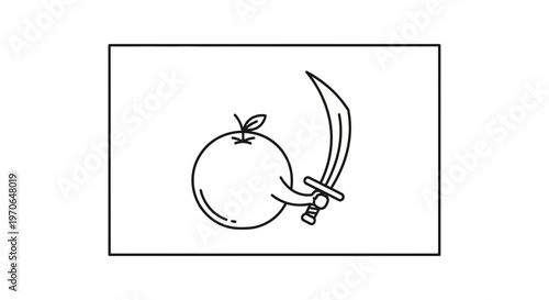 Orange Pirate Flag with Saber, Cartoon Style