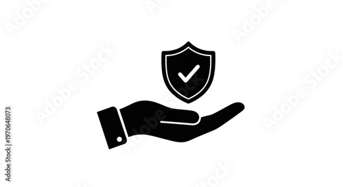 Hand Holding Security Shield with Checkmark Icon