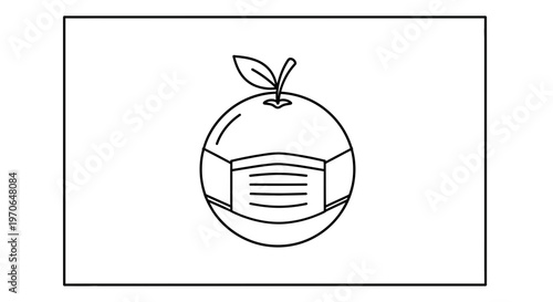 Orange Wearing Medical Mask, Coronavirus Protection, Healthy Fruit Concept