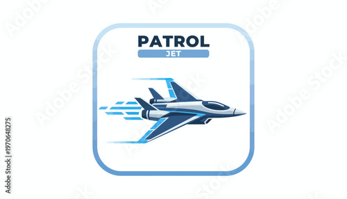 Patrol Jet Icon: Sleek Fighter Aircraft in Motion, Vector Graphic