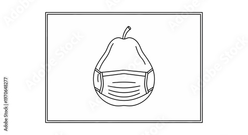 Pear Wearing a Medical Face Mask - Healthy Eating and Protection Concept