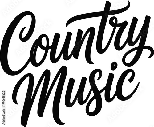 Country Music Hand Lettering Black and White Calligraphy genre