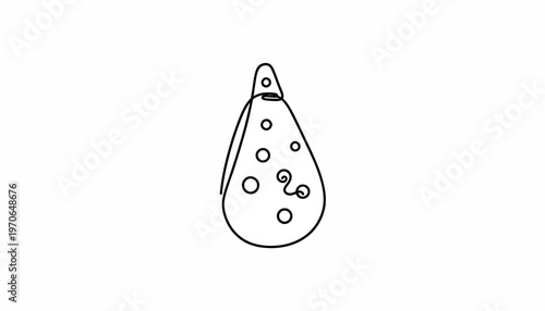 Minimalist Ocarina Outline, Simple Musical Instrument Drawing, Isolated on White