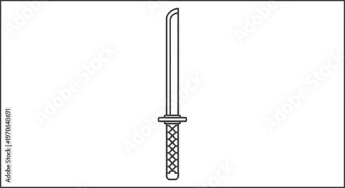 Minimalist Outline of a Katana Sword, Japanese Samurai Weapon, Clean Vector Icon