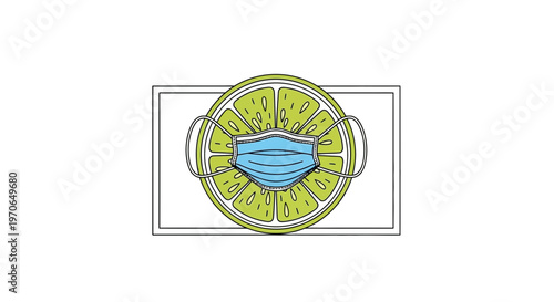 Lime Slice Wearing Medical Face Mask - Covid-19 Protection Concept