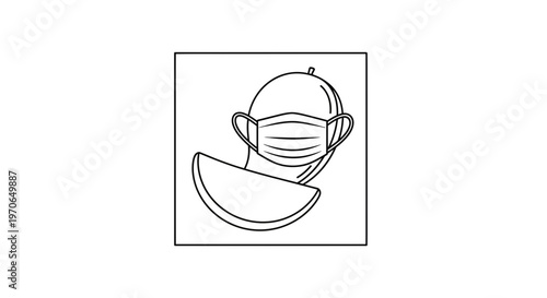 Mango wearing a face mask, protecting from virus, healthy food concept