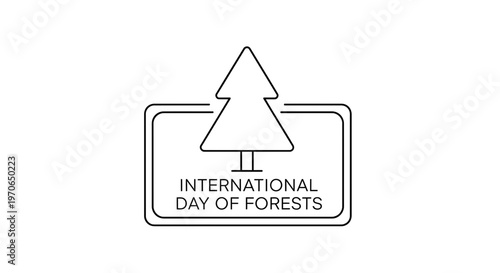 International Day of Forests Logo with Tree Icon and Text