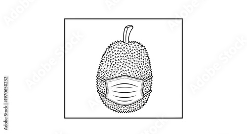 Jackfruit Wearing Medical Face Mask - Healthy Eating and Pandemic Protection Concept