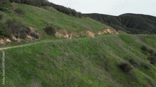 The Crafton Hills near Yucaipa, California, along the Fault line that built the geographic formation neat the San Andreas Fault showing how the Hills were part of the earthquake fault from a UAV Drone
