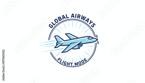 Global Airways Flight Mode Logo: Airplane Flying in Circle Emblem