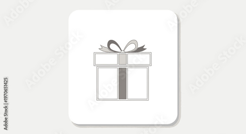 Gift Box with Ribbon Bow Icon, Simple Line Art, Minimalist Design, Celebration Present