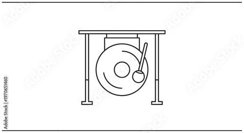 Gong Musical Instrument Icon Line Art
