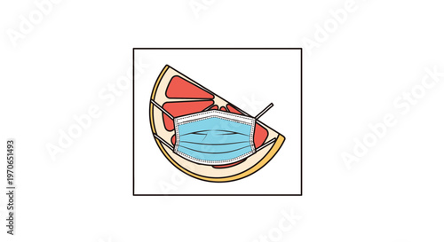 Grapefruit Slice Wearing Medical Face Mask, Concept of Health Protection and Citrus Fruit