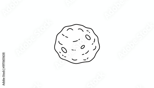 Hand Drawn Asteroid or Meteorite Icon, Space Rock, Isolated on White Background