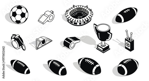 American Football Equipment and Symbols.