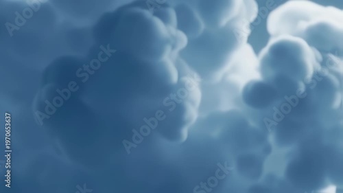 Cumulus Clouds Forming in Blue Sky.
