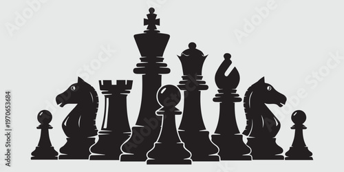 black chess queen piece flat design vector illustration