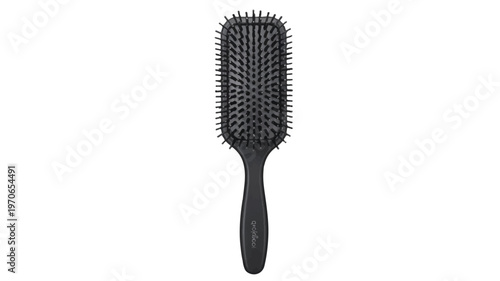 Black Hair Brush with Long Bristles and Ergonomic Handle for Professional Hair Styling and Detangling