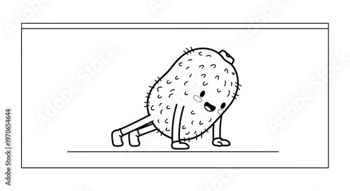 Funny Cartoon Kiwi Fruit Doing Push-ups, Healthy Lifestyle Concept