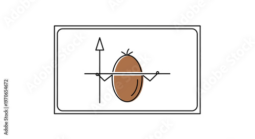 Funny cartoon potato character holding a spear and a bar on a graph