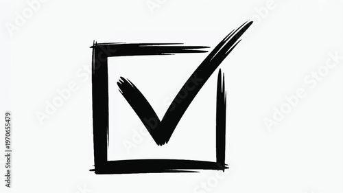 Hand drawn checkbox with tick mark symbol for confirmation and approval