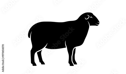 Sheep silhouette side view isolated on white background minimalist farm animal vector