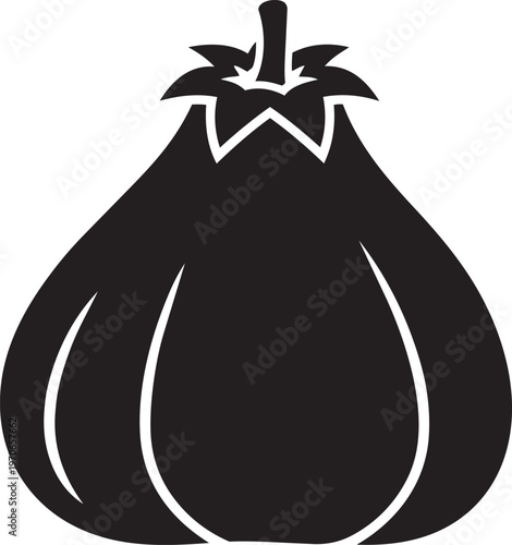 Black silhouette of a garlic bulb simple vector illustration for culinary or health concepts isolated on white background