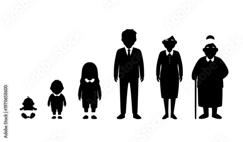 Female Life Stages Growth Timeline Aging Process Vector Illustration