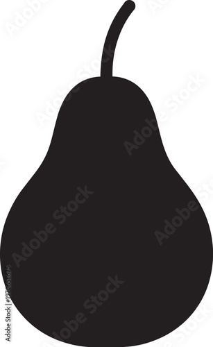 Simple black silhouette of a pear a minimalist vector illustration representing fruit food and healthy eating isolated on a white background