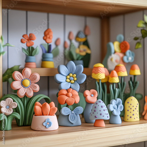 Whimsical Collection of Handmade Clay Plant Sculptures